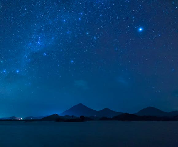The starlight by the shores of Lake Mutanda. 